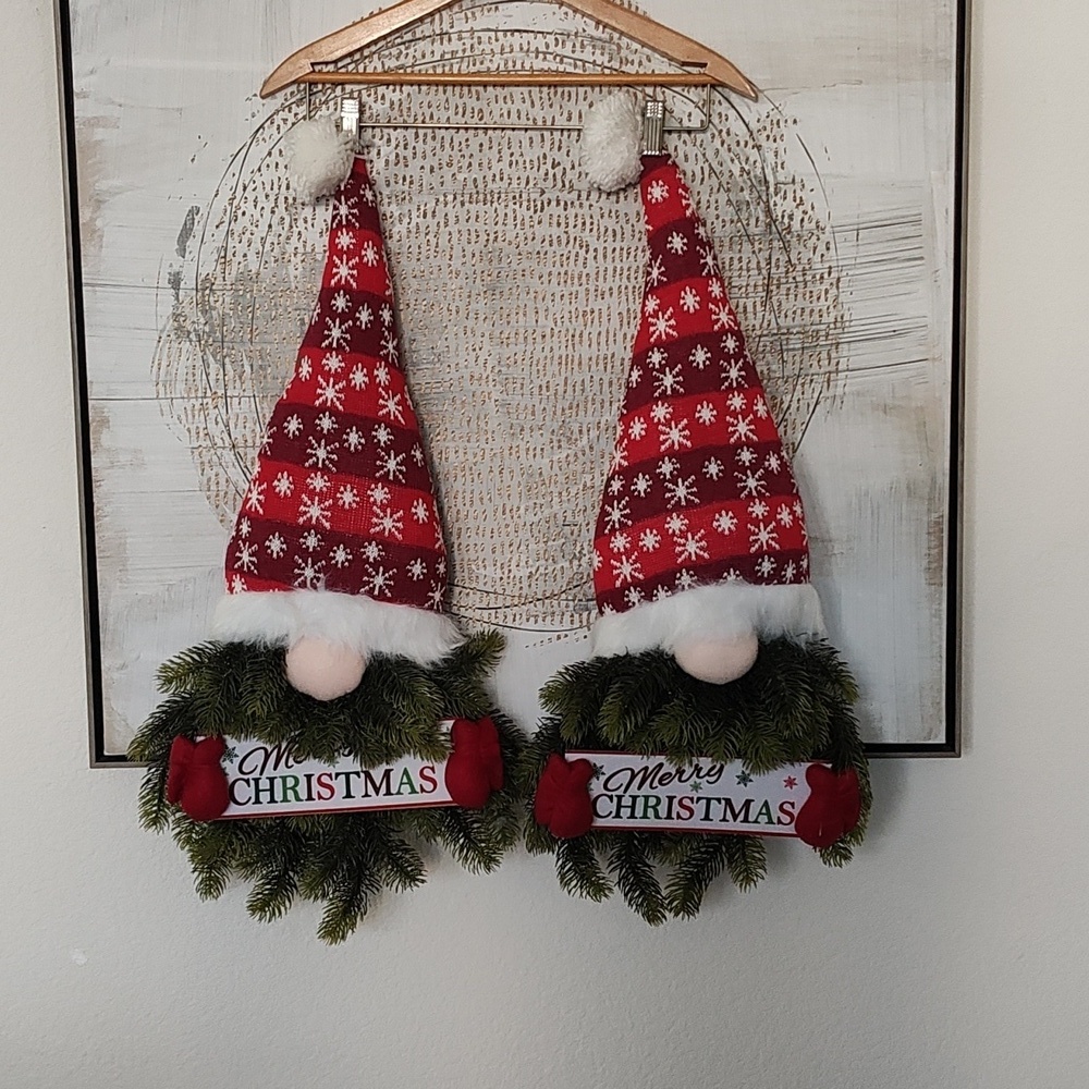 New Gnome Christmas Wreath SET of 2